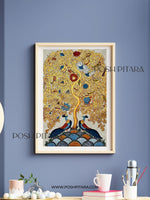 Golden Tree of Life (Kalpvriksha) – Handpainted on Cotton Cloth