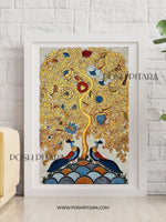 Golden Tree of Life (Kalpvriksha) – Handpainted on Cotton Cloth