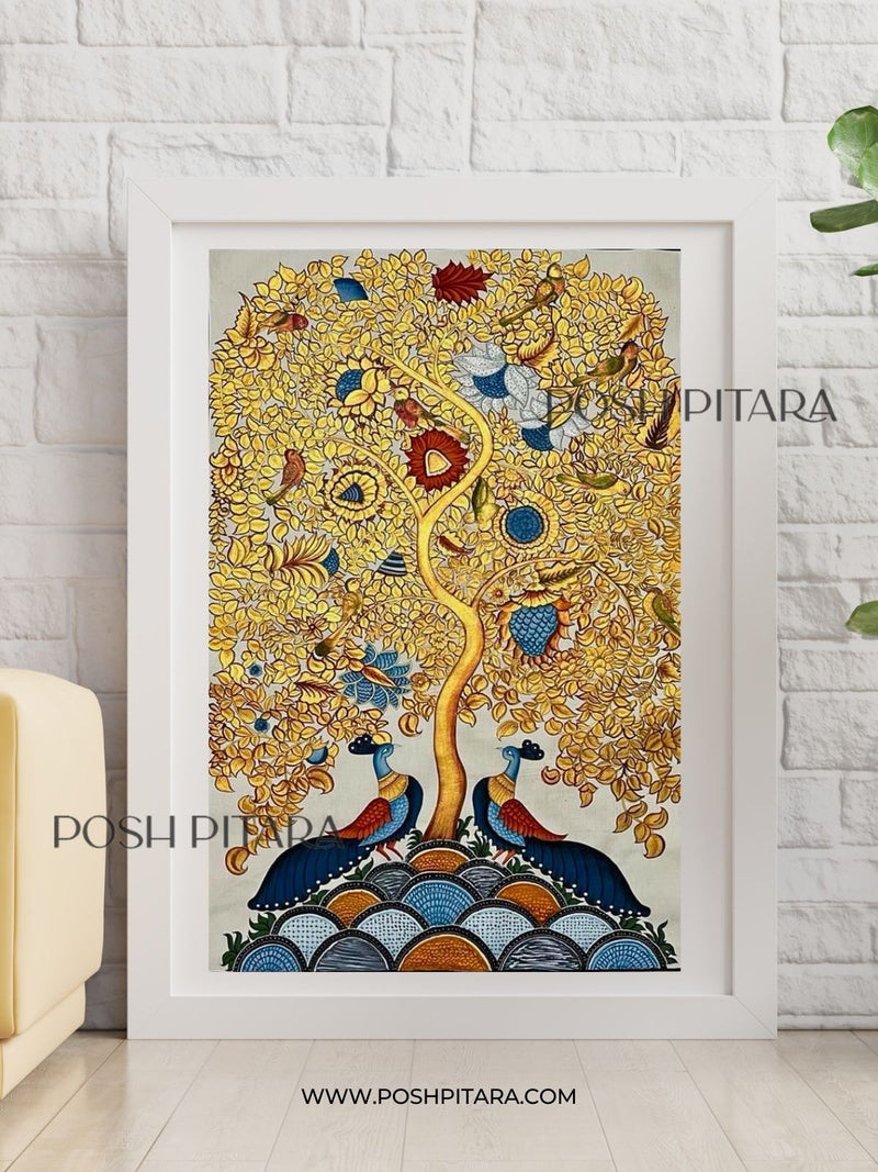 Golden Tree of Life (Kalpvriksha) – Handpainted on Cotton Cloth
