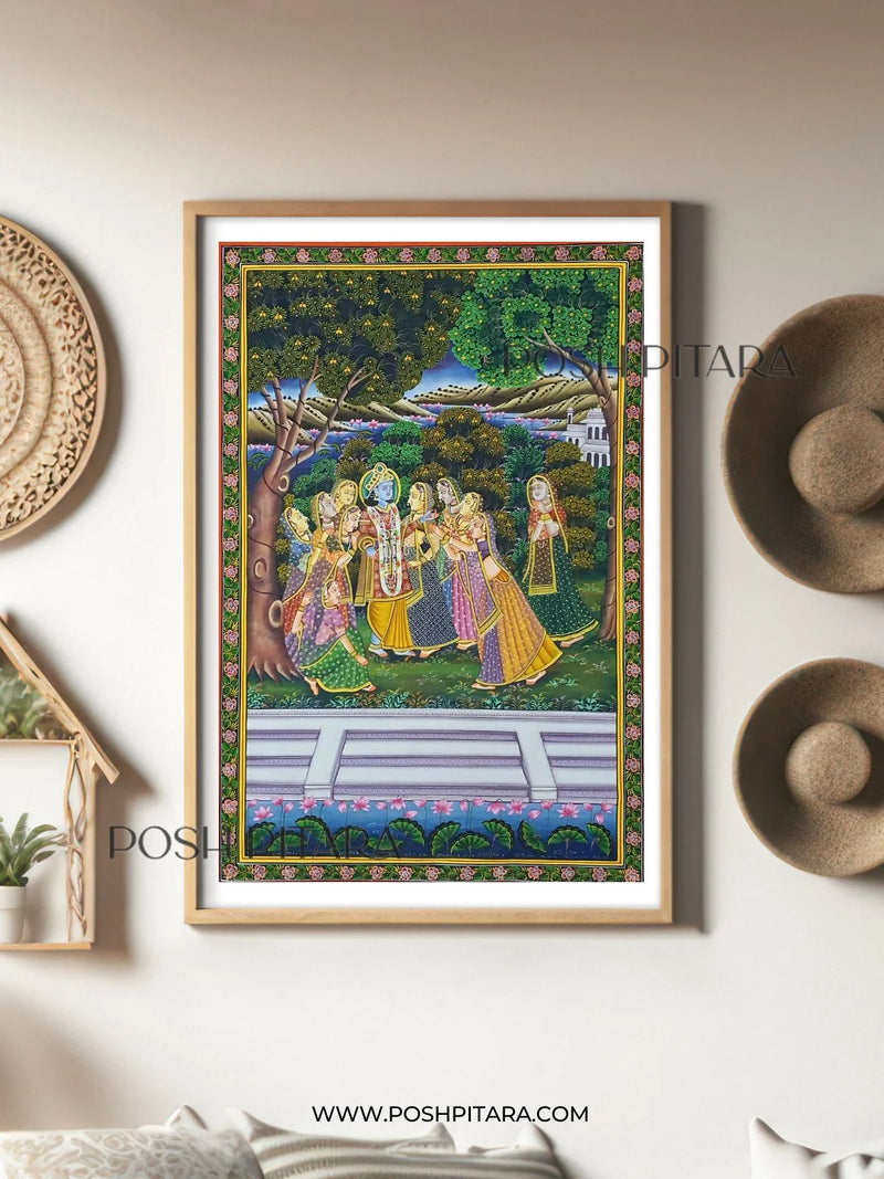 KRISHNA GOPI LEELA PICHWAI (Handpainted)