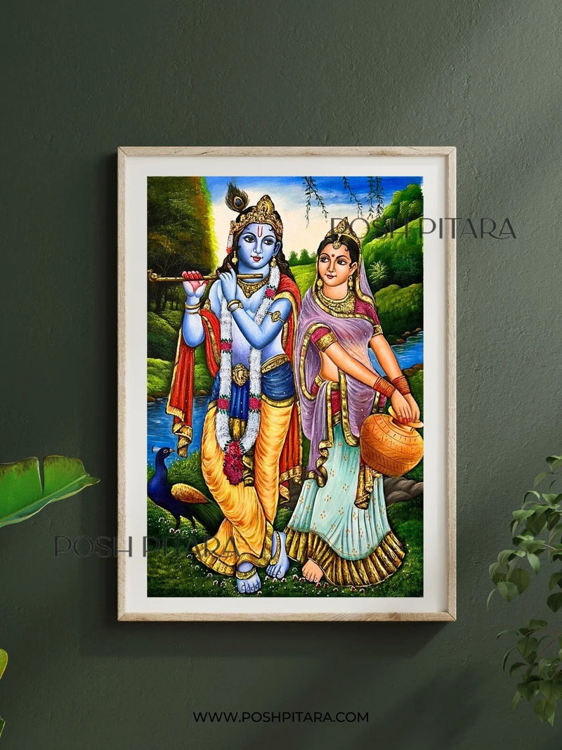 RADHA KRISHNA'S ETERNAL BOND CANVAS PAINTING (Handpainted)