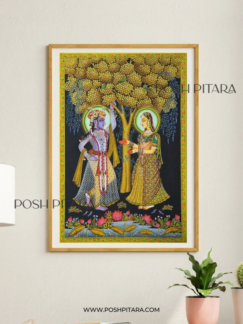 RADHA KRISHNA'S HARMONIC UNION PICHWAI (Handpainted)