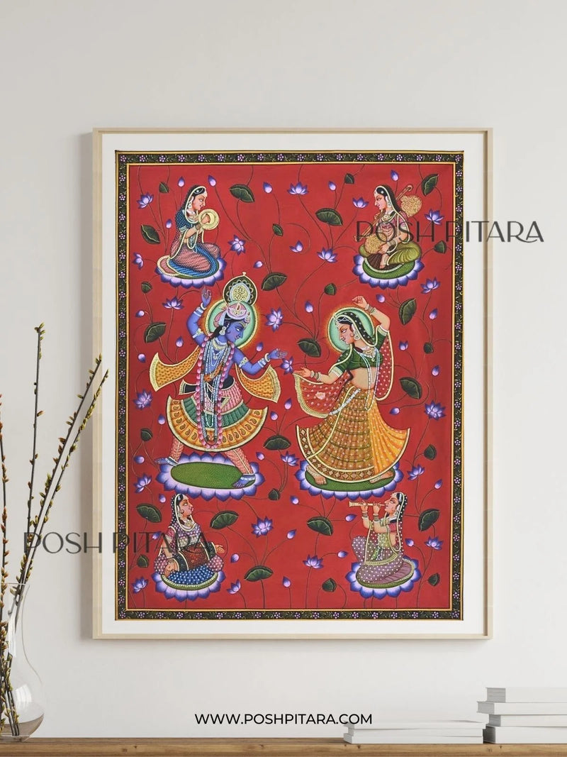 RADHA KRISHNA'S MELODIC RAS LEELA PICHWAI (HANDPAINTED)
