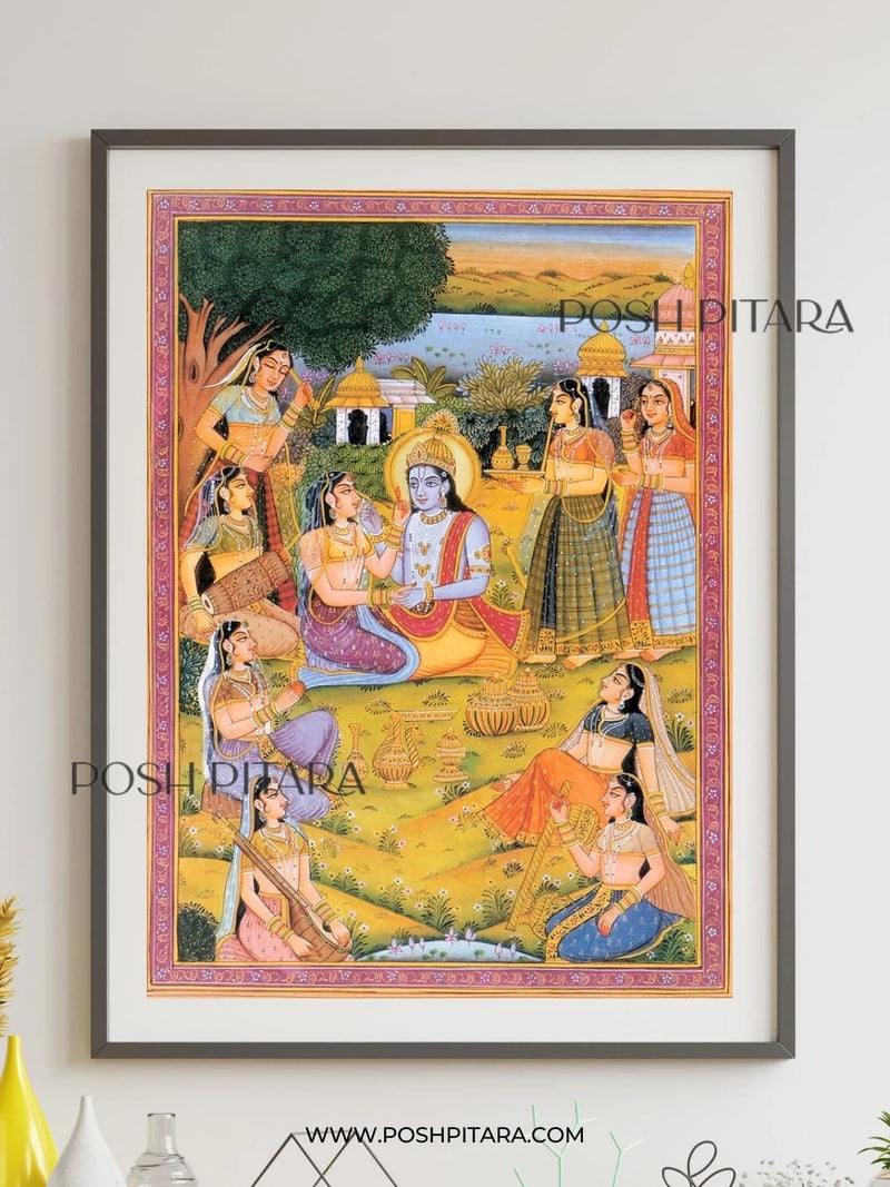 RADHA KRISHNA'S JOYFUL LEELA (Handpainted)