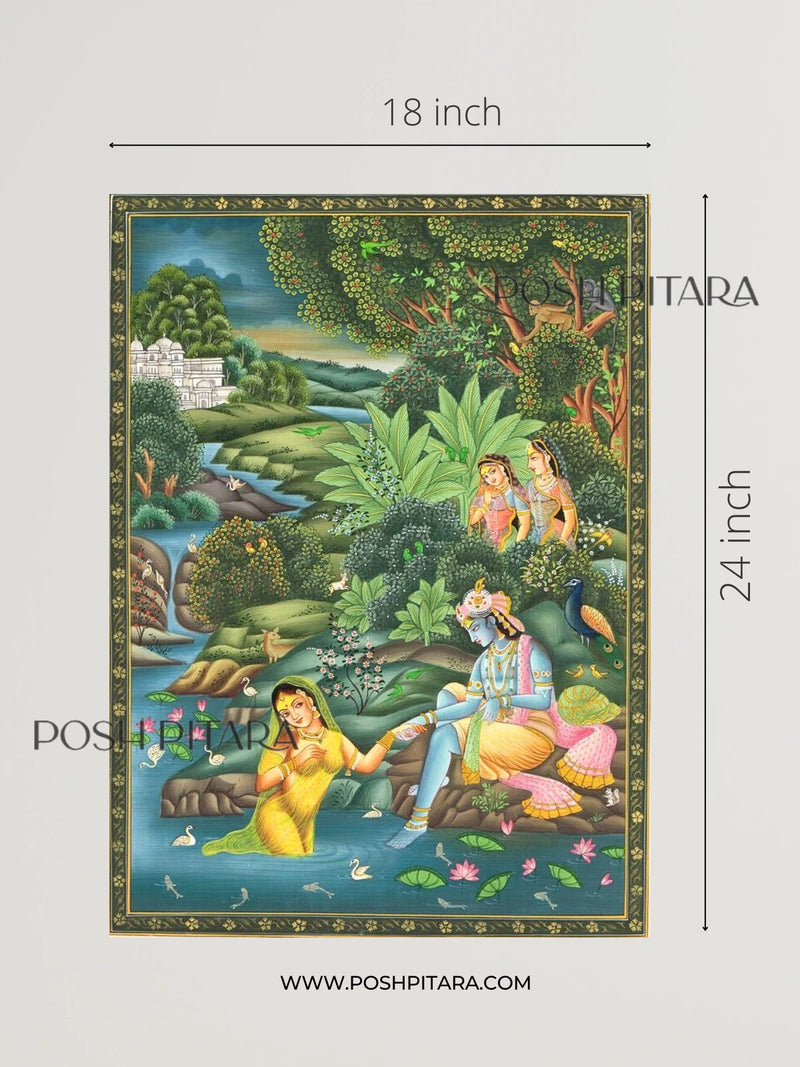 Chitcho RADHA KRISHNA CHITCHOR PICHWAI (Handpainted) – Posh Pitara