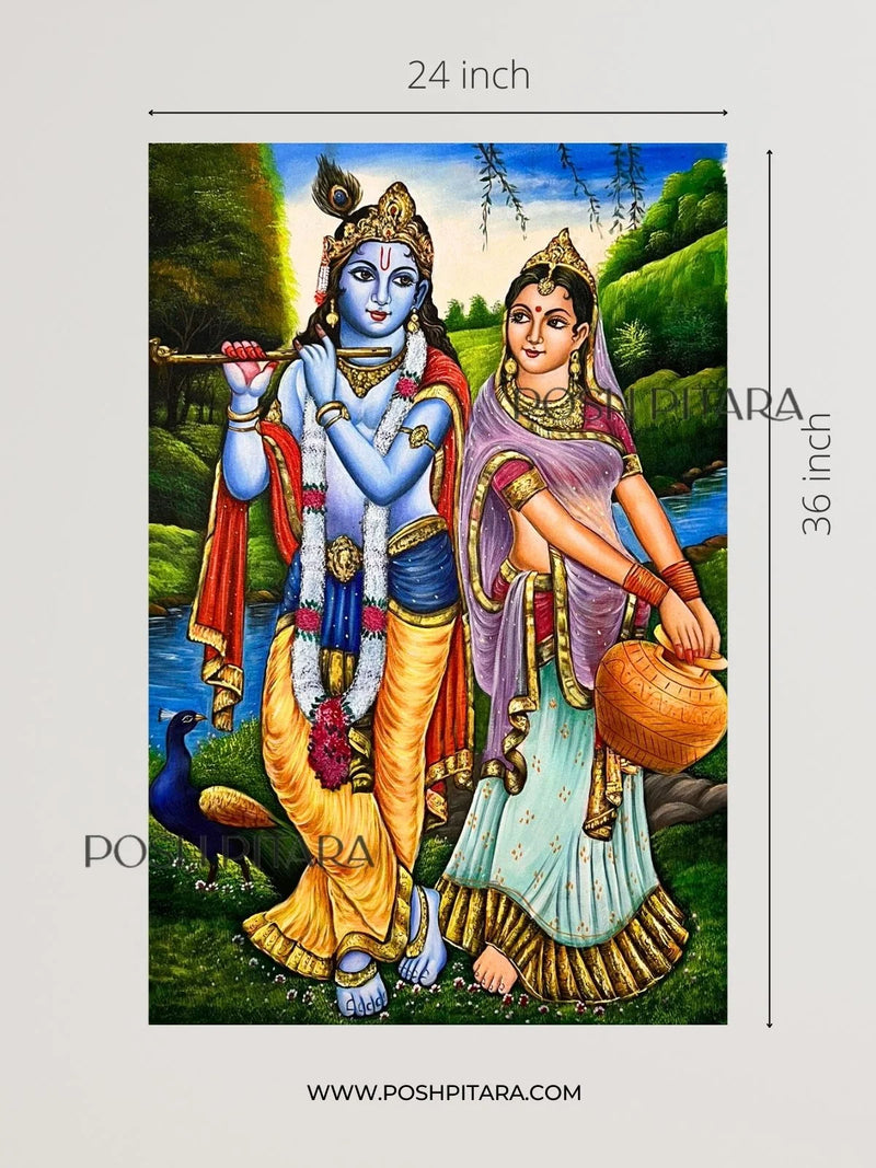 RADHA KRISHNA'S ETERNAL BOND CANVAS PAINTING (Handpainted)