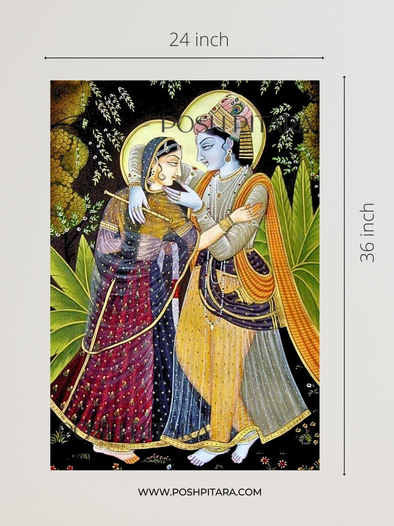 RADHA KRISHNA'S SACRED SYMPHONY PICHWAI (Handpainted)