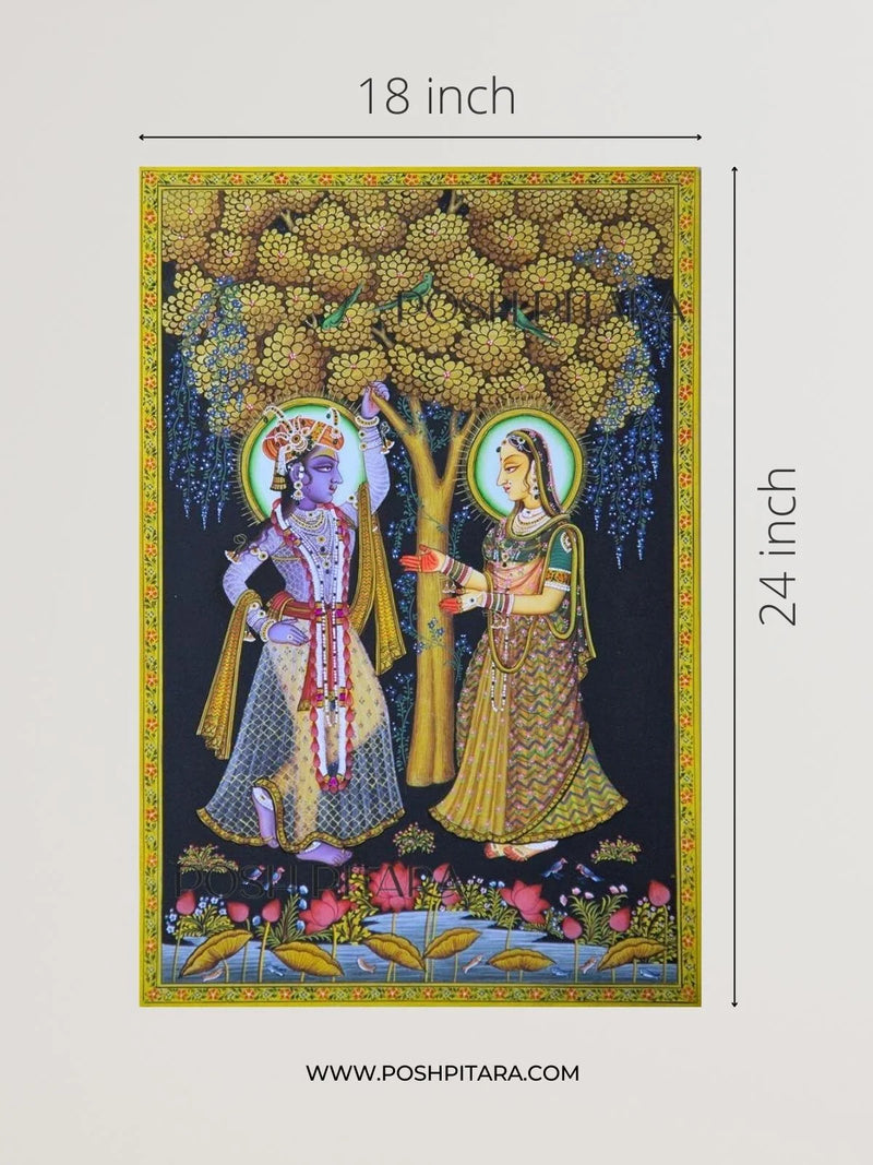 RADHA KRISHNA'S HARMONIC UNION PICHWAI (Handpainted)