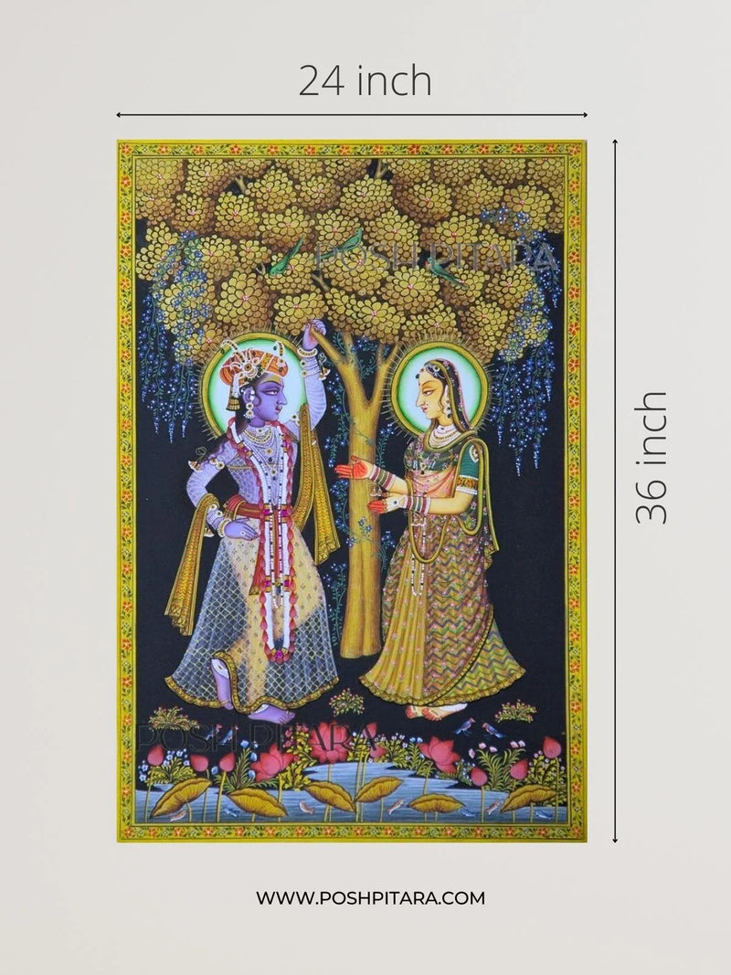 RADHA KRISHNA'S HARMONIC UNION PICHWAI (Handpainted)