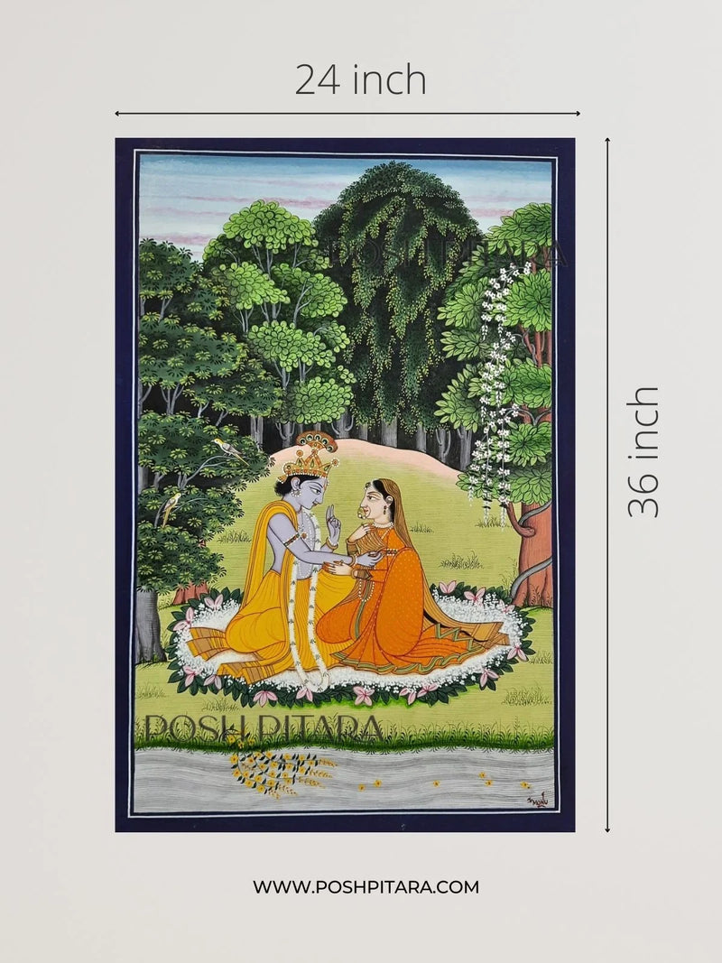 BLOSSOMS OF LOVE WITH RADHA KRISHNA PICHWAI (Handpainted)