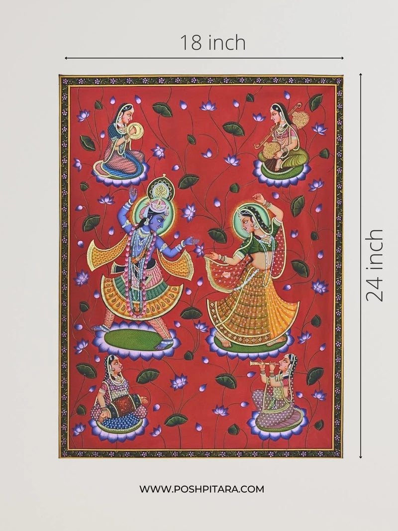 RADHA KRISHNA'S MELODIC RAS LEELA PICHWAI (HANDPAINTED)