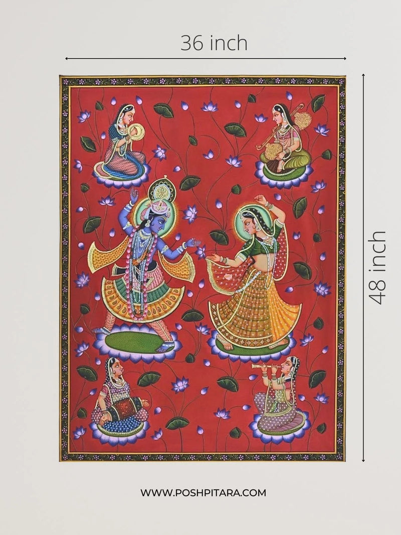 RADHA KRISHNA'S MELODIC RAS LEELA PICHWAI (HANDPAINTED)