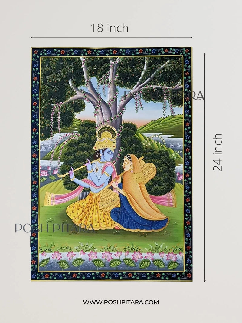 MELODIC UNION OF RADHA KRISHNA PICHWAI (Handpainted)