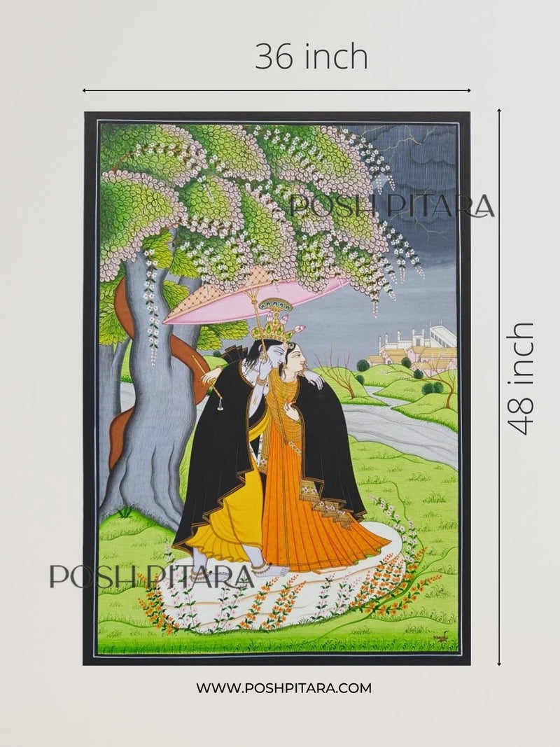 RADHA KRISHNA’S DIVINE CANOPY (Handpainted)