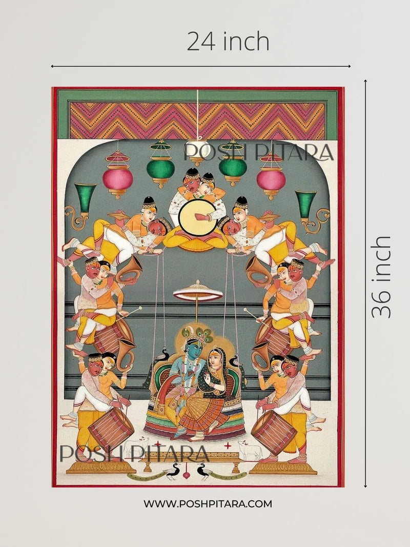 RADHA KRISHNA'S DIVINE PLAY (Handpainted)