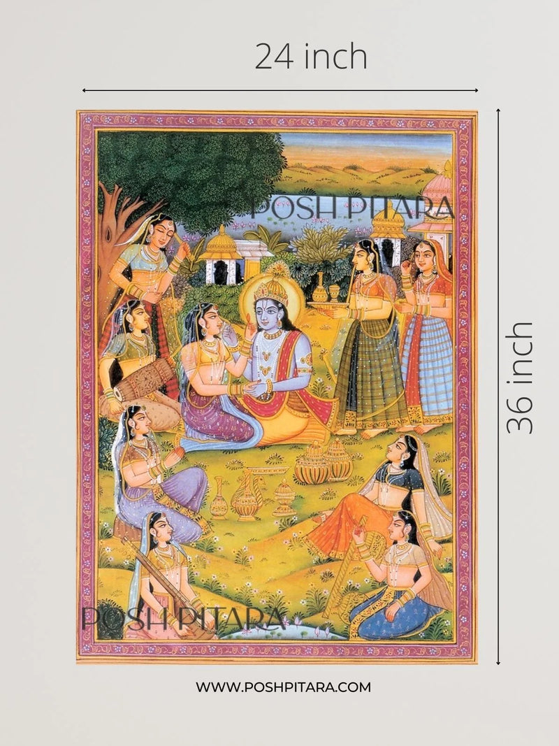 RADHA KRISHNA'S JOYFUL LEELA (Handpainted)