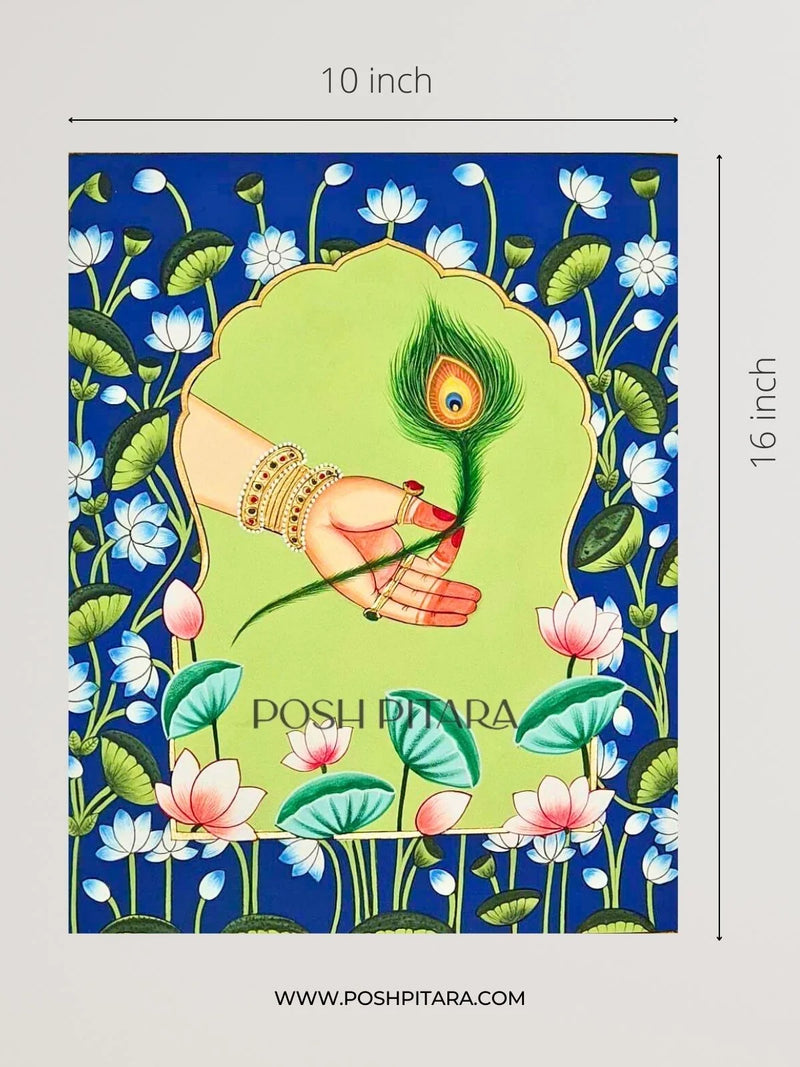 RADHA KRISHNA'S LOVING HANDS PICHWAI (Handpainted)
