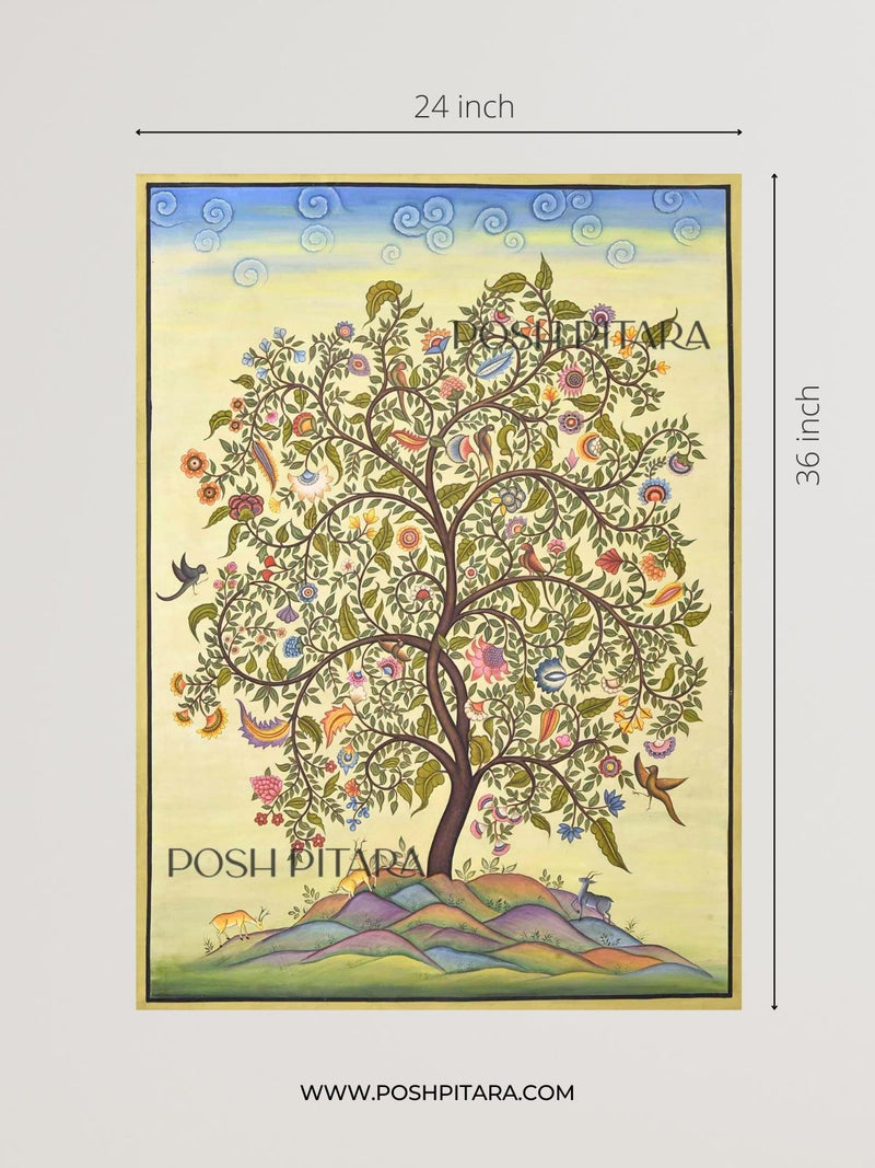 The Tree of Abundance (Kalpvriksha) – Handpainted on Cotton Cloth