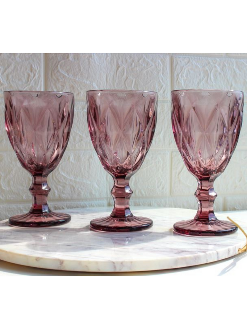 DIAMOND TEXTURED VINTAGE WINE GOBLETS (SET OF 2)