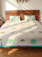 CLASSIC IMPERIAL LEGACY HANDBLOCK PRINTED BEDSHEET WITH REVERSIBLE PILLOW CASES