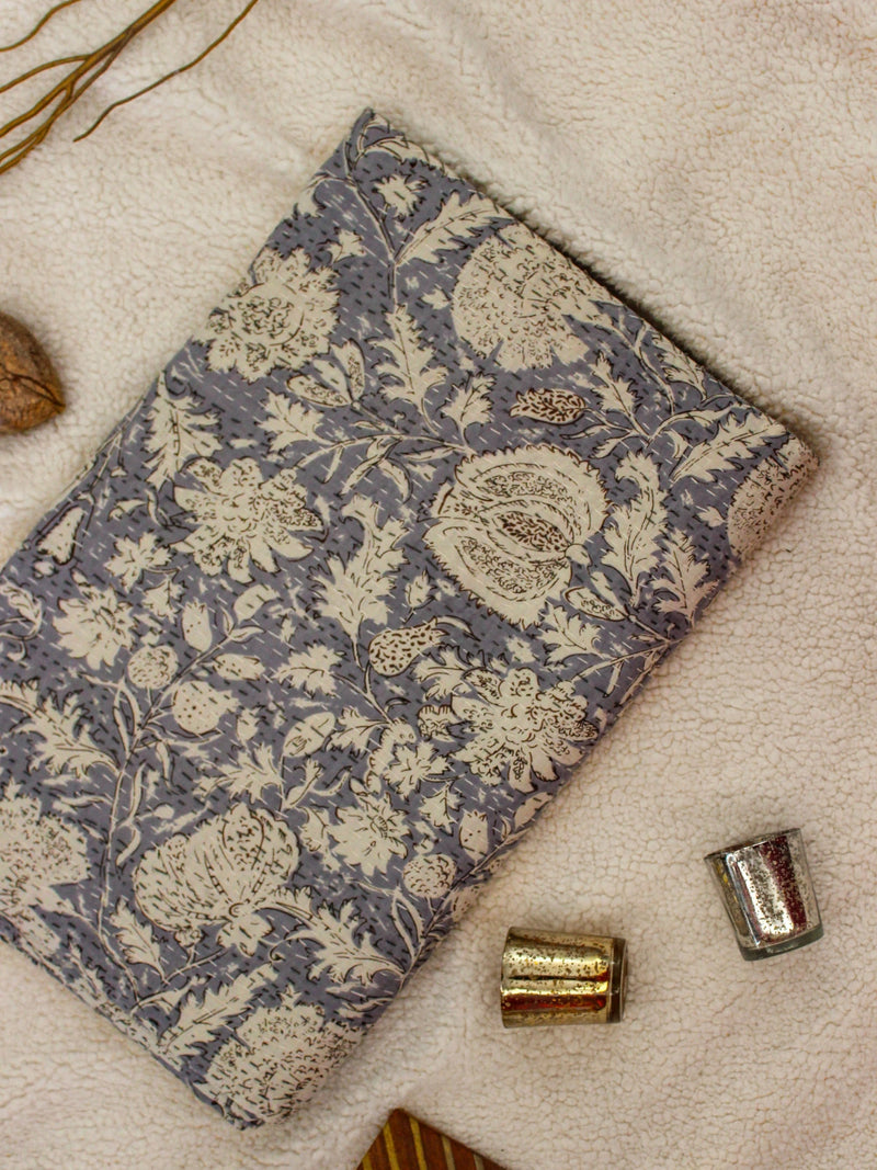 GREY BOTANICALS KANTHA BEDCOVER
