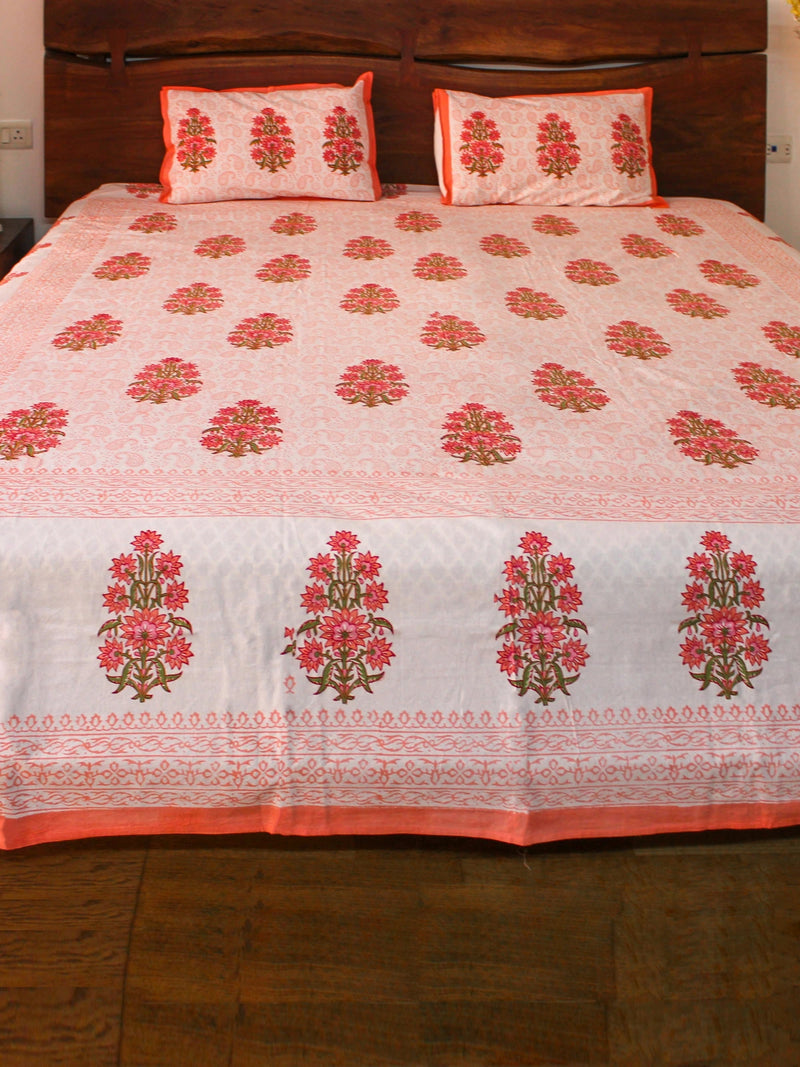 KESAR BOUQUET HANDBLOCK PRINTED BEDSHEET