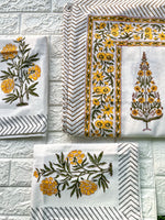 MAJESTIC BLOSSOM HAND BLOCK PRINTED BEDSHEET WITH PILLOW CASES
