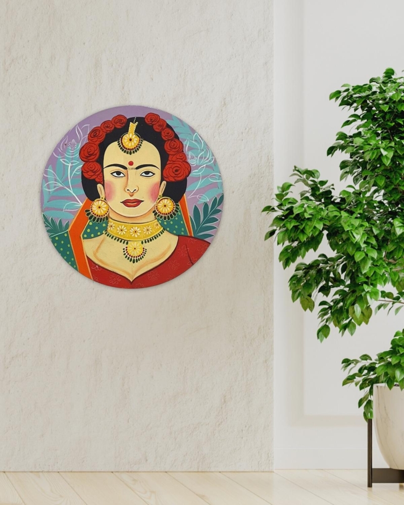 frida kahlo wall plate in living room