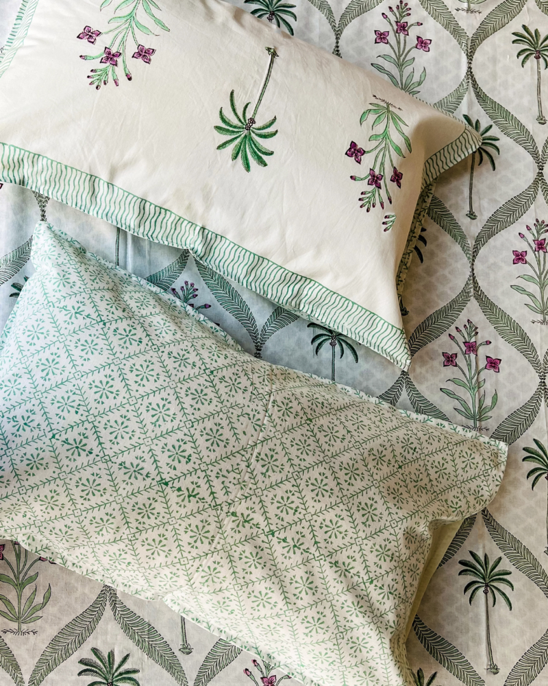 Enchanting Palm & Floral Jaal handblock printed bedsheet 7