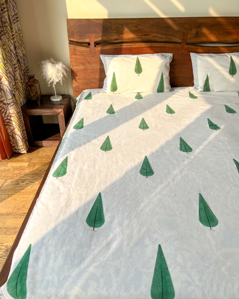 Blissful Green Jaipuri hand block painted bedsheet 2